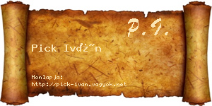 Pick Iván névjegykártya